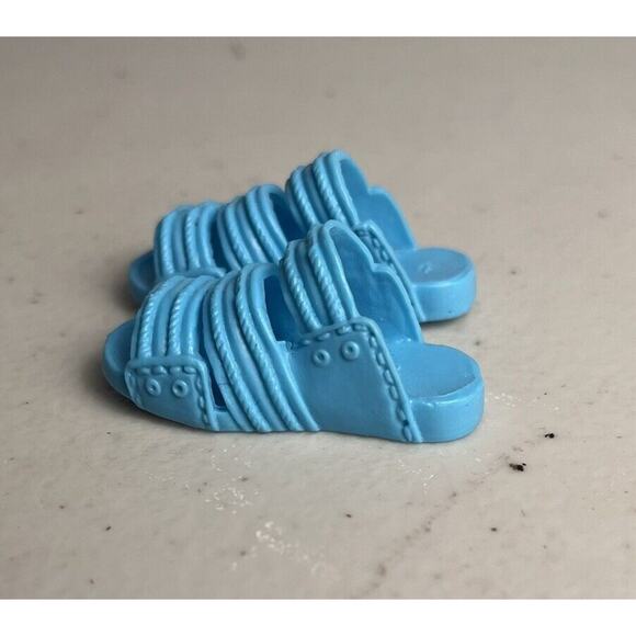 Barbie doll KEN Shoes Black & Gold Boots & Blue Sandal Flip Flops Lot 3 Pairs - Picture 8 of 12